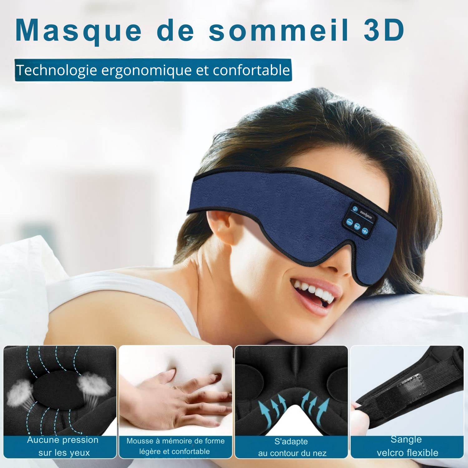 Masque de Nuit Élégant - Confort Ultime pour un Sommeil Profond et Réparateur - DreamScape